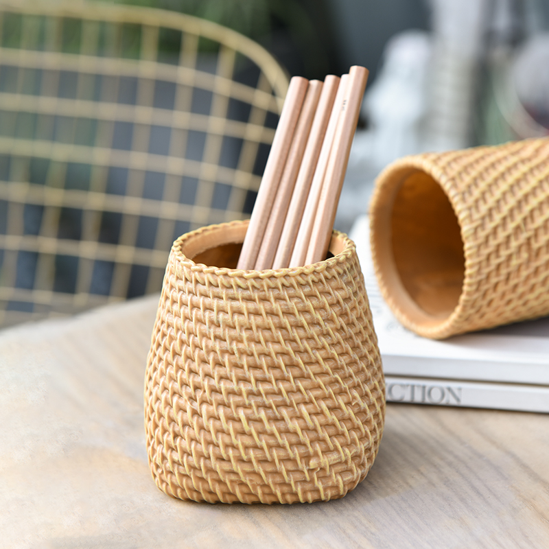 Tablet Reading Accessories - Imitacja rattanu, pleciony z żywicy pojemnik